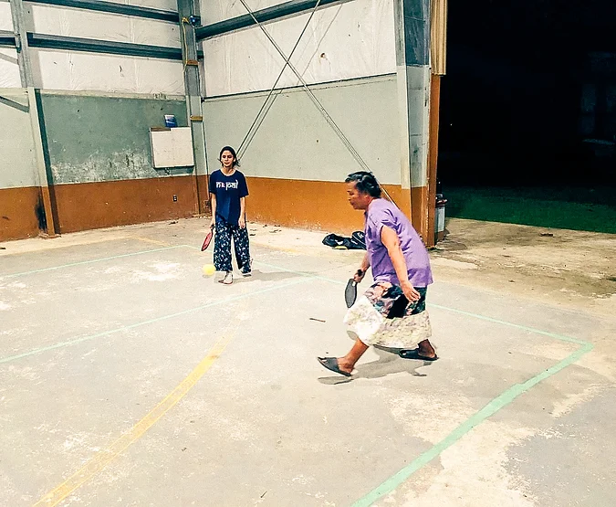 Playing pickleball together